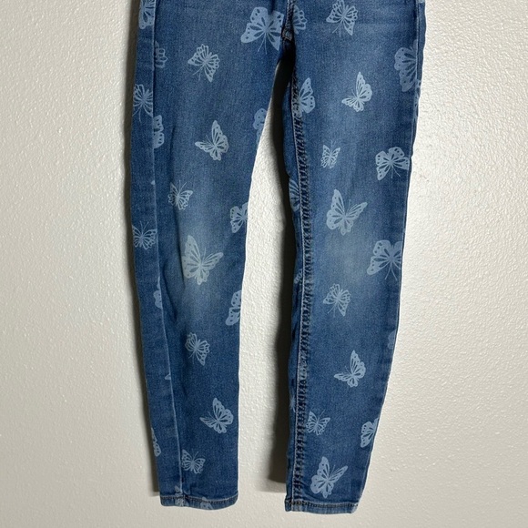 Wonder Nation Girls Blue Denim Jegging Jeans Butterfly Print size M(7-8) - Picture 3 of 7